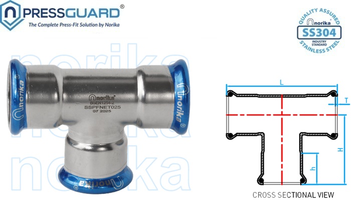 Stainless Steel 304 Press Fit Equal Tee